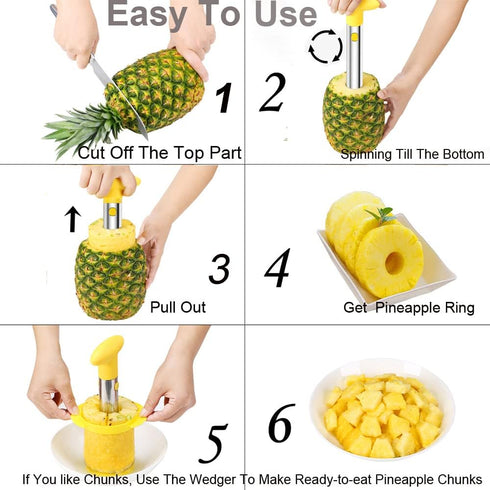 SameTech Easy Kitchen Tool, Stainless Steel Fruit Pineapple Peeler Corer Slicer Cutter