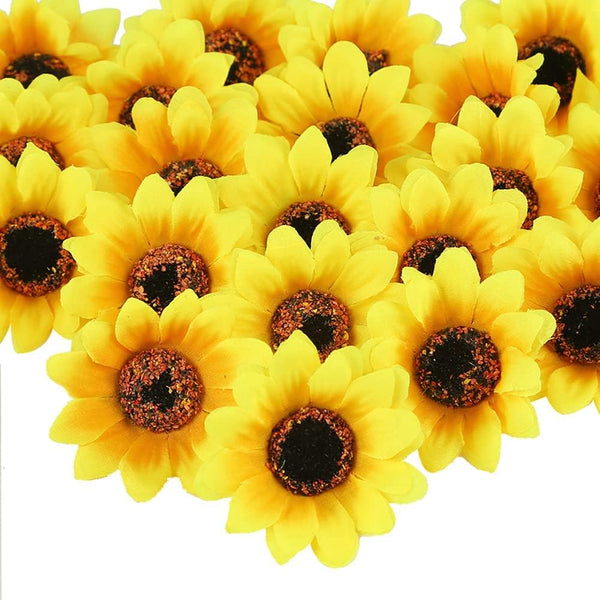 SallyFashion 25pcs Fake Sunflower Heads – 2.8" Artificial Flower Blooms, Silk Gerbera Daisy for DIY Crafts, Home Decor