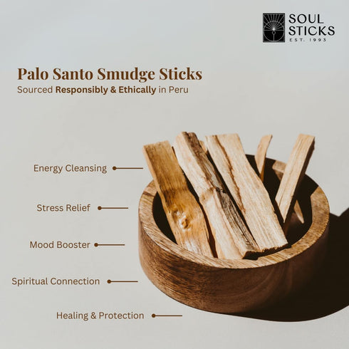 Ancient VEDA Peruvian Palo Santo Sticks, 12 Pack with Smudge Guide, Sustainably Harvested, Aromatic Incense