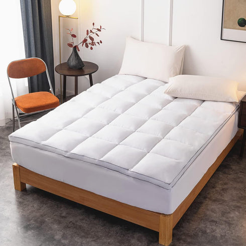 DROVAN Queen Size Mattress Topper, Extra Thick Pillow Top Deep Pocket Cooling Mattress Pad Cover