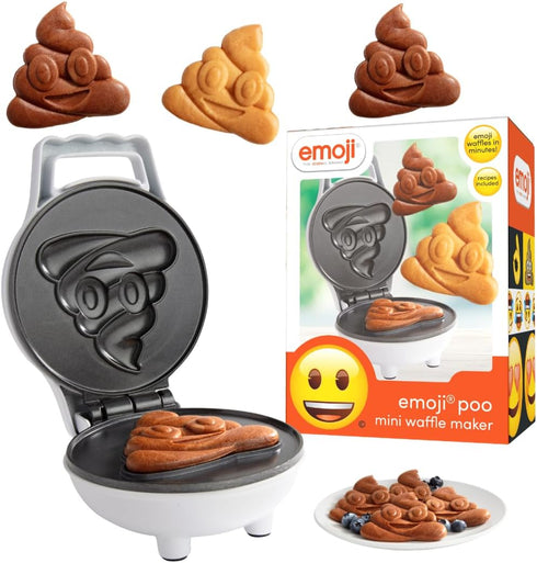Emoji Poop Mini Waffle Maker - 4" Waffler Iron for Cute Smiley Face Pancakes or Waffles, Electric Non-Stick