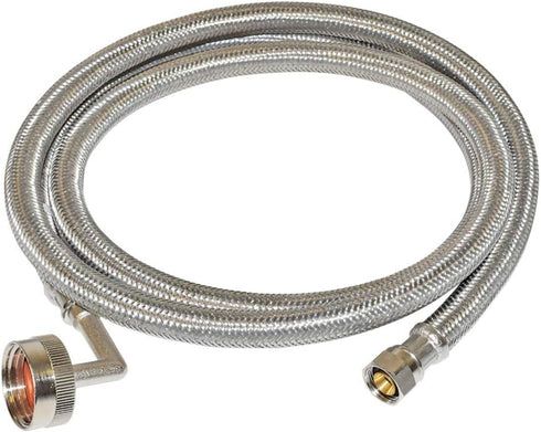 Eastman 5 Foot Dishwasher Supply Line, 3/8 Inch Compression x 3/4 Inch FHT Elbow, Braided Stainless Steel Connectors,
