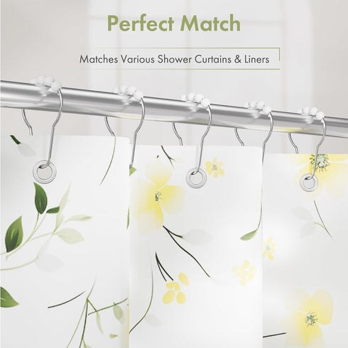 Amazer Decorative Stainless Steel Shower Curtain Hooks for Bathroom Shower Rods - Set of 12, Acrylic White
