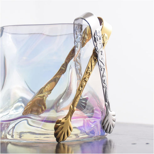 2Pack Rose Handle Sugar Tongs - Vintage Stainless Steel Ice Cube Clips for Tea, Coffee, and Appetizers