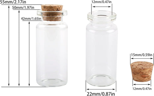 25pcs 10ml Small Glass Bottles with Cork Stoppers, Mini Vials for DIY Art Craft Storage and Party Favors