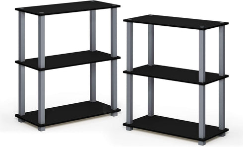 Furinno Turn-S-Tube 3-Tier Compact Shelf, 2-Pack, Black/Grey