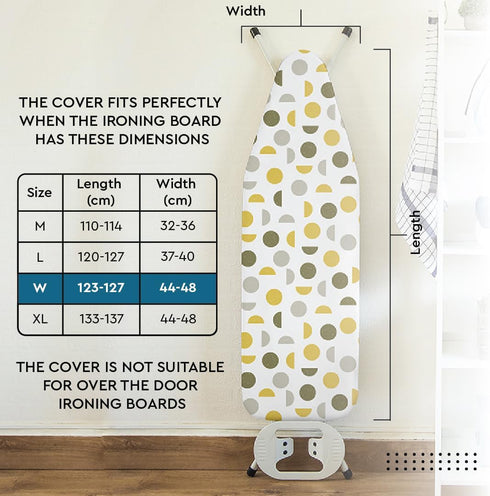 Encasa XO Ironing Board Cover and Pad 49"x18" - Black Arrow, Thick 3mm Felt Padding, Easy Fit, Scorch & Stain Resistant