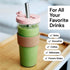 Dodoko Reusable Boba Cup with Straw, Iced Coffee & Smoothie Tumbler, 24 oz - Bubble Pink