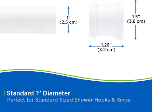 Kenney KN609C/10 Twist & Fit No Tools Camlock Tension Shower Curtain Rod, 42-72" Adjustable Length, White