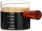 1 Pack Double Spouts Measuring Triple Pitcher Milk Cup with Wood Handle - 75ML Espresso Shot Glasses Parts Clear Glass