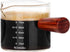 1 Pack Double Spouts Measuring Triple Pitcher Milk Cup with Wood Handle - 75ML Espresso Shot Glasses Parts Clear Glass