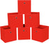 Foldable Storage Cubes Bins, 11 Inch Cloth Storage Cube Fabric Box Organizer Baskets with Dual Handles, Set of 6 (Red)