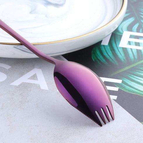 Buyer Star 6-Pack Stainless Steel Sporks - 18/8 Cutlery for Everyday Use, 7.6-Inch, Purple