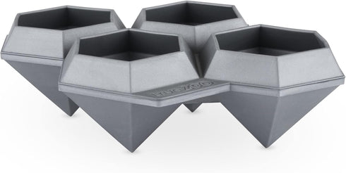 True Zoo Jumbo Iced Out Diamond Ice Tray, Silicone Mold and Ice Cube Tray for Cocktails, Makes 4 Ice Cubes, Grey