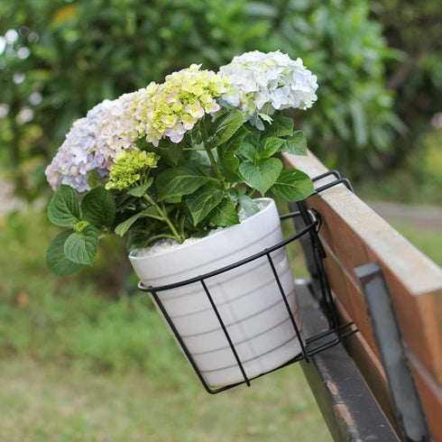 3Pack 10inch TreeLen Railing Planter Outdoor Balcony Hanging Baskets for Plants Fence Planters Metal Potted Stand