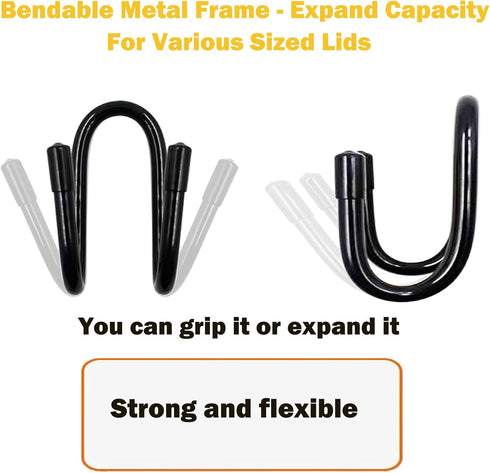 2 Pack Pot Lid Organizer Rack - Black Holder for Cabinet Door/Wall, No Drilling Adhesive Mounted for Kitchen Storage