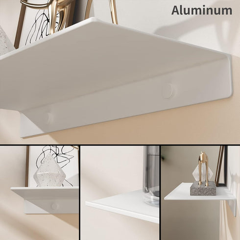 Danpoo White Metal Floating Shelf for Wall Storage, 12” Small Display Shelf for Living Room/Bathroom/Kitchen/Bedroom