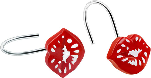 Mothers Day Love Shower Curtain Hooks Set, Red White Decorative Funny Gifts, Rustproof Metal Hooks, 12Pcs