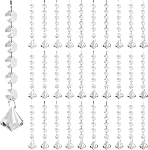 KESOCORAY 50 Pack Hanging Crystals - Clear Acrylic Prisms Pendant Ornaments for Christmas