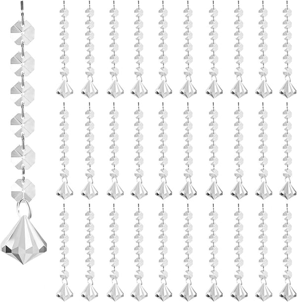 KESOCORAY 50 Pack Hanging Crystals - Clear Acrylic Prisms Pendant Ornaments for Christmas