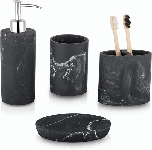 zccz Toothbrush Holder for Bathroom Marble Look, Electric Toothbrush and Toothpaste Holder, Organizer Makeup Brush