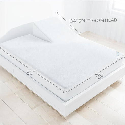 34" Split Head King Size Mattress Protector Waterproof,for Adjustable Bed, Top Split from Head,Smooth Top,Breathable