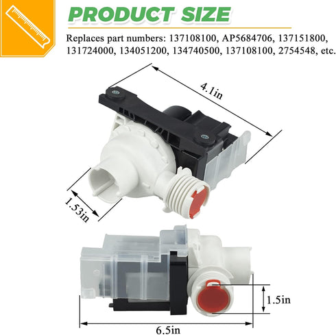 Techecook Washer Drain Pump 137221600 134051200 - Replacement for Kenmore Frigidaire Washing Machine (365-DAYS WARRANTY)