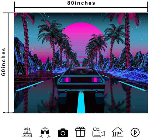 Ine Ive Car Tapestry 1980s Science Fiction Super Sports Car Tapestries 80x60inch for Home Decoration Art