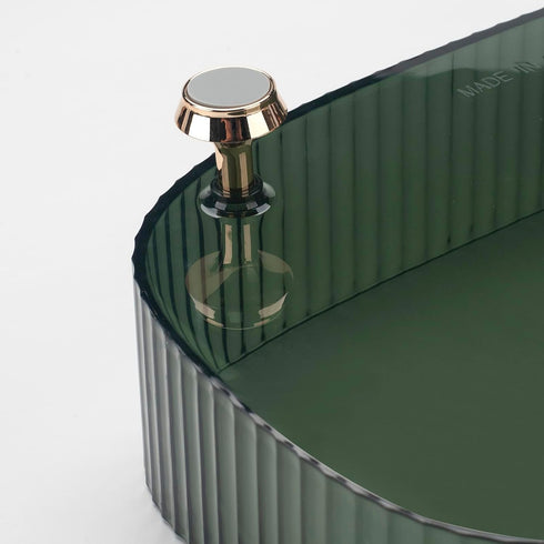 Dark Green Makeup Perfume Organizer, Decorative Bathroom Vanity Tray, Countertop Organizer Tray for Cosmetics
