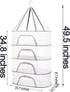 4 Coloch Layer Herb Drying Rack with Zipper, Hanging Mesh Net Collapsible Food Drying Fish Net Hanging Basket Dryer Net