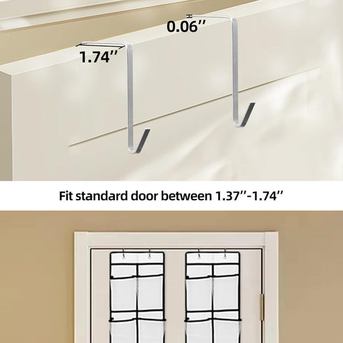 Over The Door Shoe Organizer, 14 Large Mesh Pockets Hanging Shoe Rack for Closet Organizers and Storage, 2-Pack, White