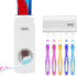 Olet Automatic Toothpaste Dispenser | Toothpaste Squeezing and Tooth Brush Holder Set (5 Brushes) | White