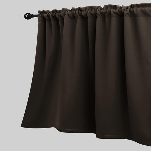 KOUFALL Blackout Valance Curtains for Living Room, Rod Pocket Valence Window Treatment - Chocolate Brown 52x18 Inch