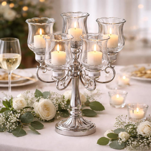 4E's Pack 6 (2.75" Novelty Clear Glass Votive Cups with Peg - of - Tulip Votive for Candelabra Candle Holder, Home