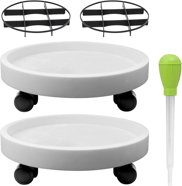 2Pack 12.4'' Plant Caddy with Wheels, Plant Stand Dolly for Heavy Planter,Wheeled