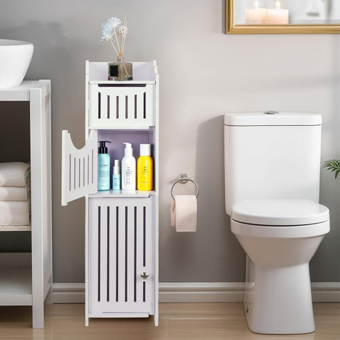 LuiceABC Toilet Paper Holder Stand, Over The Toilet Storage Cabinet for Bathroom, Slim Corner Shelf for Small Space