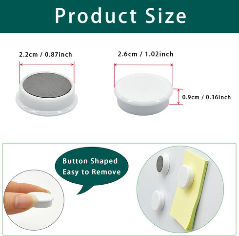 ZDZBLX 10 Pack Strong Fridge Magnets, White Small Heavy Duty Magnets for Office, Crafts, Classroom, Decorative Mini