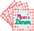 3dRose Moms Diner Sign on Red, Retro Hot Pink Turquoise Teal Blue, Set of 4 Coasters