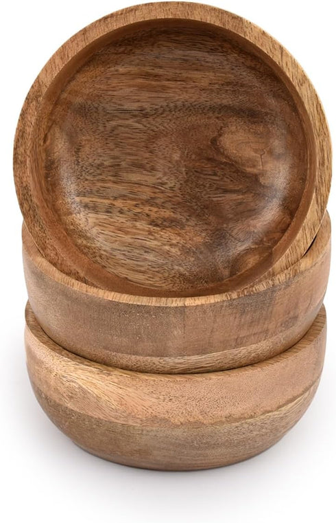 Mango Wood Round bowl Perfect for Nuts, Candy, Appetizer, Snacks, Olive and Salsa. Looks Absolutely Beautiful With Your Kitchen Setting. (5" x 5" x 2") by Samhita