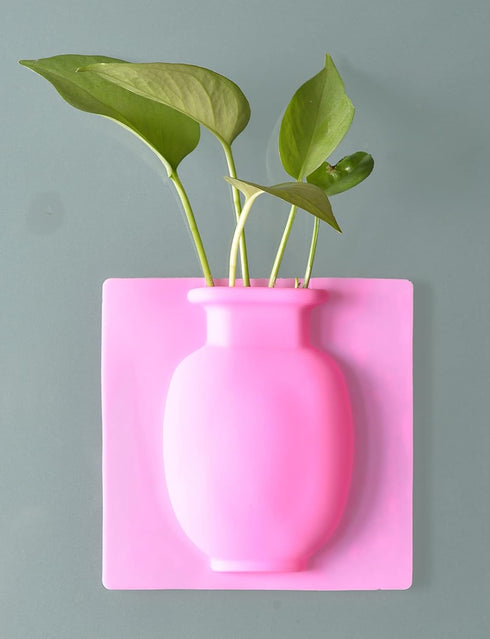 Chezmax 3PCs Flower Pot Silicone Sticky Vase, Reusable Wall-Mounted Decorative Hanging Vase
