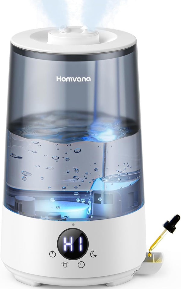 Homvana Humidifiers for Bedroom - 3.6 L Cool Mist Top-Fill, 34H Super Long Time, Quiet 16dB, Baby Humidifier, Oil