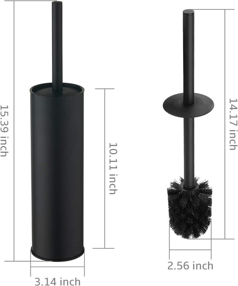 2 BGL Stainless Steel Toilet Brush with Holder, Black Bristle Heads