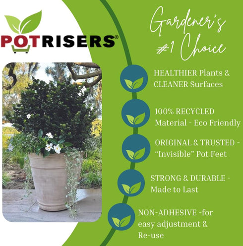 POTRISERS 2" 2" 3/4" 12 3 Large x x - Pieces Outdoor Plant Risers & Drainage Invisible Pot Feet Elevates up