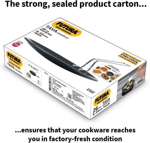 Hawkins Futura 26 cm Hard Anodised Tawa, Extra Thick with Stainless Steel Handle, Black (AT26X)