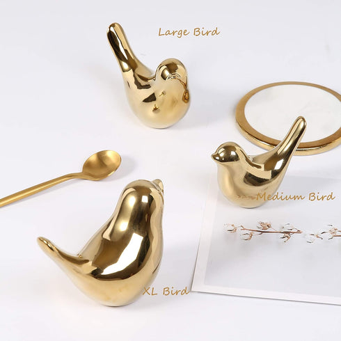 FANTESTICRYAN Small Birds Statues Gold Figurine Decorative Ornaments for Home Decor Living Room Bedroom Office Desktop