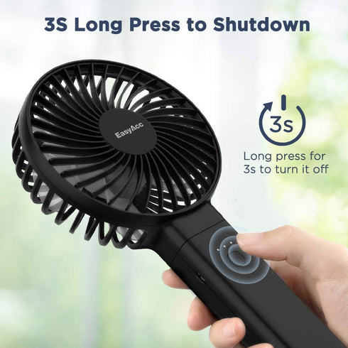 EasyAcc Handheld Fan, Mini Portable Battery Fan, USB Desk Fan with 4 Speeds, Strong Winds for Home Office Outdoor