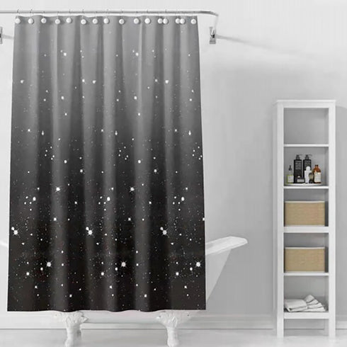 72 x 72 Black Star Shower Curtain Liner, Plastic Waterproof Lightweight Shower Liner with Grommet Holes & 3 Magnetic