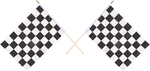 Beistle 12-Pack Black & White Checkered Rayon Flags, Finish Line Flags for Racing, 11" x 18"