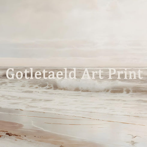 Gotletaeld Neutral Beach Landscape Art Print, 16x24in Unframed for Living Room, Bedroom, Kitchen, Bathroom
