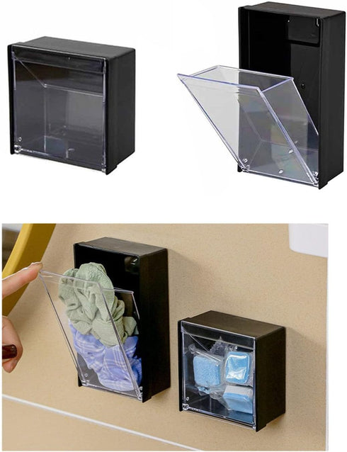 Magnetic Wall Mounted Bathroom Organizer, Cotton Pad Holder Makeup Box for Storage Container